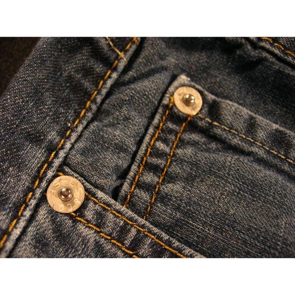 LEVIS 527 CUTOFF JEANS SHORTS 33 MEASURED Denim Daisy Dukes HIGH WAIST - Picture 5 of 11